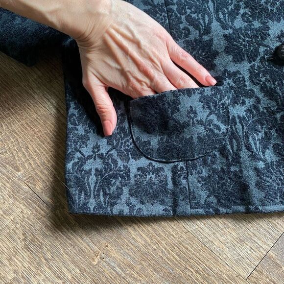 J. Jill Blazer Jacket Black Brocade 12 Petite Classy Minimalist - Picture 5 of 10